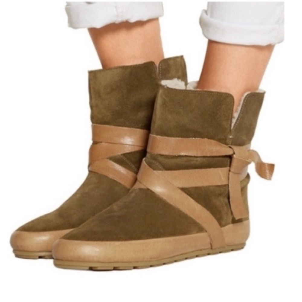 Isabel Marant Brown Suede Shearling-Lined Ankle Boots Size 40.